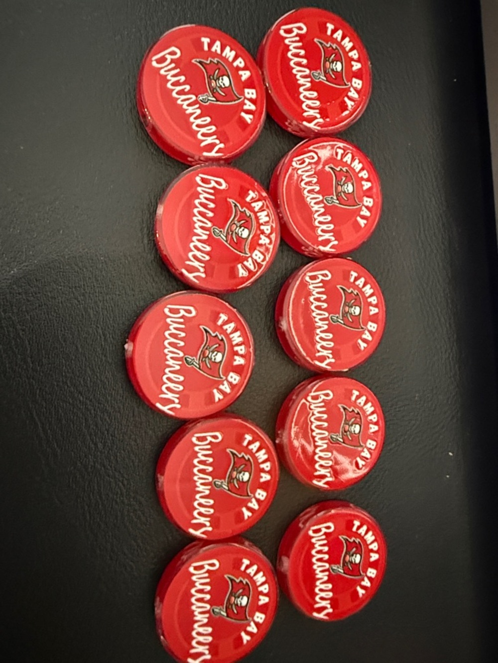 Tampa Bay Buccaneers team focal beads for pen making Red Logo Pins (Lot) of 10